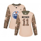 Women Adidas Edmonton Oilers #11 Mark Messier Authentic Camo Veterans Day Practice NHL Jersey