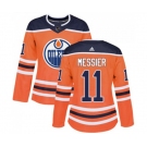 Women Adidas Edmonton Oilers #11 Mark Messier Authentic Orange Home NHL Jersey