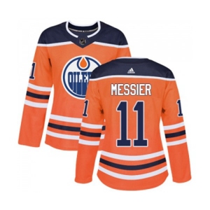 Women Adidas Edmonton Oilers #11 Mark Messier Authentic Orange Home NHL Jersey