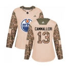 Women Adidas Edmonton Oilers #13 Mike Cammalleri Authentic Camo Veterans Day Practice NHL Jersey