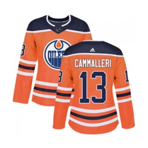 Women Adidas Edmonton Oilers #13 Mike Cammalleri Authentic Orange Home NHL Jersey