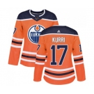 Women Adidas Edmonton Oilers #17 Jari Kurri Authentic Orange Home NHL Jersey