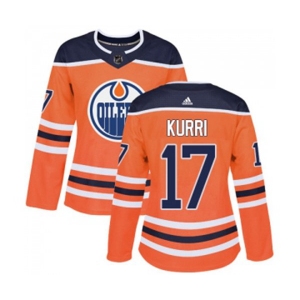 Women Adidas Edmonton Oilers #17 Jari Kurri Authentic Orange Home NHL Jersey