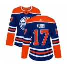 Women Adidas Edmonton Oilers #17 Jari Kurri Authentic Royal Blue Alternate NHL Jersey