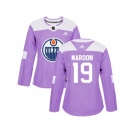 Women Adidas Edmonton Oilers #19 Patrick Maroon Purple Authentic Fights Cancer Stitched NHL Jersey