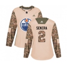 Women Adidas Edmonton Oilers #2 Andrej Sekera Authentic Camo Veterans Day Practice NHL Jersey