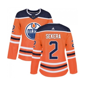 Women Adidas Edmonton Oilers #2 Andrej Sekera Authentic Orange Home NHL Jersey