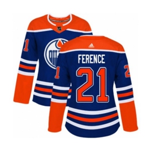 Women Adidas Edmonton Oilers #21 Andrew Ference Authentic Royal Blue Alternate NHL Jersey
