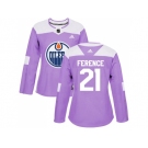 Women Adidas Edmonton Oilers #21 Andrew Ference Purple Authentic Fights Cancer Stitched NHL Jersey