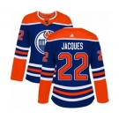 Women Adidas Edmonton Oilers #22 Jean-Francois Jacques Authentic Royal Blue Alternate NHL Jersey