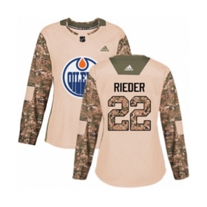 Women Adidas Edmonton Oilers #22 Tobias Rieder Authentic Camo Veterans Day Practice NHL Jersey