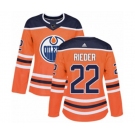 Women Adidas Edmonton Oilers #22 Tobias Rieder Authentic Orange Home NHL Jersey