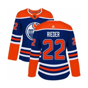 Women Adidas Edmonton Oilers #22 Tobias Rieder Authentic Royal Blue Alternate NHL Jersey