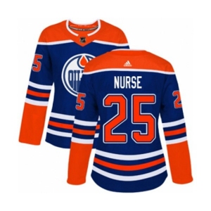 Women Adidas Edmonton Oilers #25 Darnell Nurse Authentic Royal Blue Alternate NHL Jersey