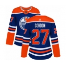 Women Adidas Edmonton Oilers #27 Boyd Gordon Authentic Royal Blue Alternate NHL Jersey