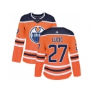 Women Adidas Edmonton Oilers #27 Milan Lucic Orange Home Authentic Stitched NHL Jersey