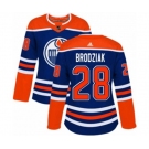 Women Adidas Edmonton Oilers #28 Kyle Brodziak Authentic Royal Blue Alternate NHL Jersey