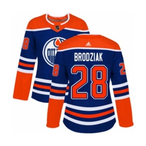 Women Adidas Edmonton Oilers #28 Kyle Brodziak Authentic Royal Blue Alternate NHL Jersey