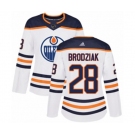 Women Adidas Edmonton Oilers #28 Kyle Brodziak Authentic White Away NHL Jersey