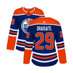 Women Adidas Edmonton Oilers #29 Leon Draisaitl Authentic Royal Blue Alternate NHL Jersey