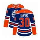 Women Adidas Edmonton Oilers #30 Bill Ranford Authentic Royal Blue Alternate NHL Jersey