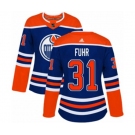 Women Adidas Edmonton Oilers #31 Grant Fuhr Authentic Royal Blue Alternate NHL Jersey