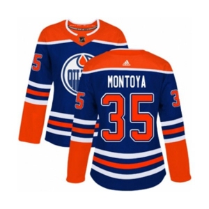 Women Adidas Edmonton Oilers #35 Al Montoya Authentic Royal Blue Alternate NHL Jersey