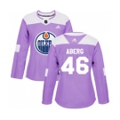 Women Adidas Edmonton Oilers #46 Pontus Aberg Authentic Purple Fights Cancer Practice NHL Jersey