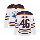 Women Adidas Edmonton Oilers #46 Pontus Aberg Authentic White Away NHL Jersey