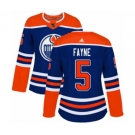 Women Adidas Edmonton Oilers #5 Mark Fayne Authentic Royal Blue Alternate NHL Jersey