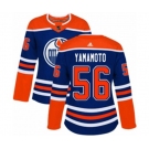 Women Adidas Edmonton Oilers #56 Kailer Yamamoto Authentic Royal Blue Alternate NHL Jersey