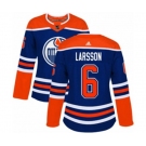 Women Adidas Edmonton Oilers #6 Adam Larsson Authentic Royal Blue Alternate NHL Jersey