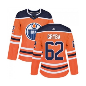 Women Adidas Edmonton Oilers #62 Eric Gryba Authentic Orange Home NHL Jersey