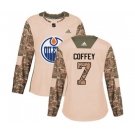 Women Adidas Edmonton Oilers #7 Paul Coffey Authentic Camo Veterans Day Practice NHL Jersey