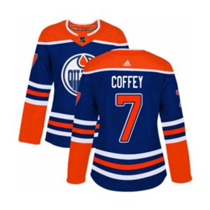 Women Adidas Edmonton Oilers #7 Paul Coffey Authentic Royal Blue Alternate NHL Jersey