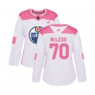 Women Adidas Edmonton Oilers #70 Ryan McLeod Authentic White Pink Fashion NHL Jersey