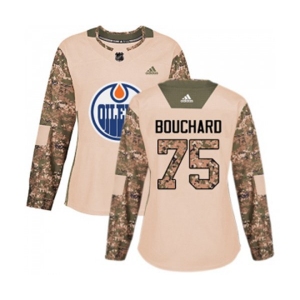 Women Adidas Edmonton Oilers #75 Evan Bouchard Authentic Camo Veterans Day Practice NHL Jersey