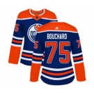 Women Adidas Edmonton Oilers #75 Evan Bouchard Authentic Royal Blue Alternate NHL Jersey