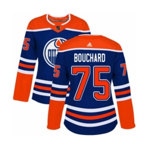 Women Adidas Edmonton Oilers #75 Evan Bouchard Authentic Royal Blue Alternate NHL Jersey