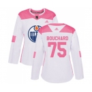 Women Adidas Edmonton Oilers #75 Evan Bouchard Authentic White Pink Fashion NHL Jersey