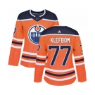 Women Adidas Edmonton Oilers #77 Oscar Klefbom Authentic Orange Home NHL Jersey