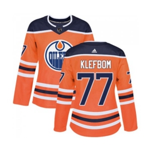 Women Adidas Edmonton Oilers #77 Oscar Klefbom Authentic Orange Home NHL Jersey