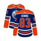 Women Adidas Edmonton Oilers #83 Matt Benning Authentic Royal Blue Alternate NHL Jersey