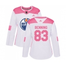 Women Adidas Edmonton Oilers #83 Matt Benning Authentic White Pink Fashion NHL Jersey