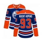 Women Adidas Edmonton Oilers #93 Ryan Nugent-Hopkins Authentic Royal Blue Alternate NHL Jersey