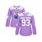 Women Adidas Edmonton Oilers #93 Ryan Nugent-Hopkins Purple Authentic Fights Cancer Stitched NHL Jersey