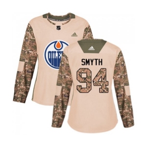 Women Adidas Edmonton Oilers #94 Ryan Smyth Authentic Camo Veterans Day Practice NHL Jersey