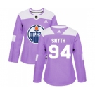 Women Adidas Edmonton Oilers #94 Ryan Smyth Authentic Purple Fights Cancer Practice NHL Jersey