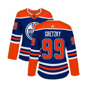 Women Adidas Edmonton Oilers #99 Wayne Gretzky Authentic Royal Blue Alternate NHL Jersey
