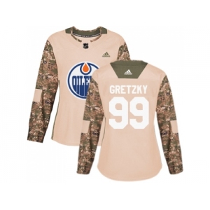 Women Adidas Edmonton Oilers #99 Wayne Gretzky Camo Authentic 2017 Veterans Day Stitched NHL Jersey